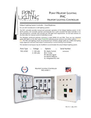 PHC-61001 for control of lighting circuits - Point Lighting Corporation