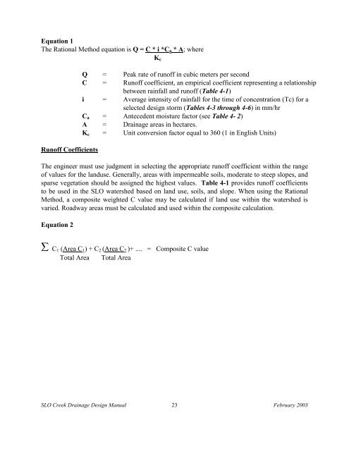 Drainage Design Manual - the City of San Luis Obispo