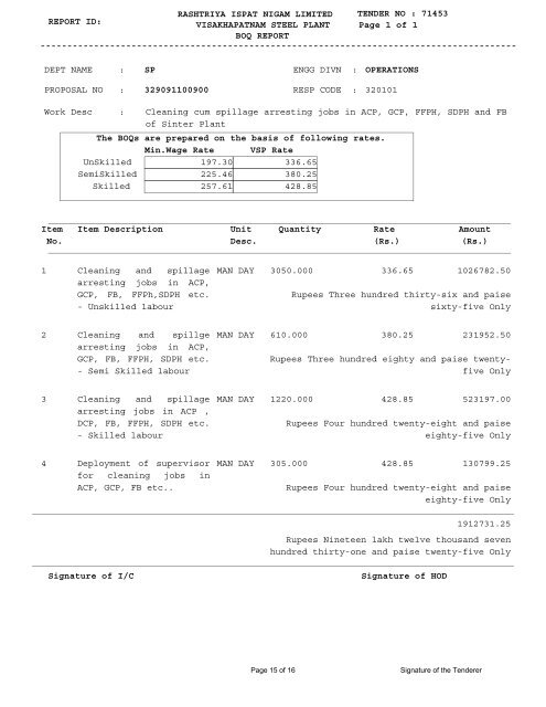 Period of Contract : 12 (Twelve) Months Defect Liability ... - Vizag Steel