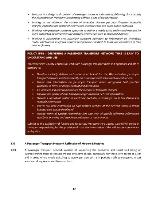 Integrated Passenger Transport Policy - Worcestershire County ...