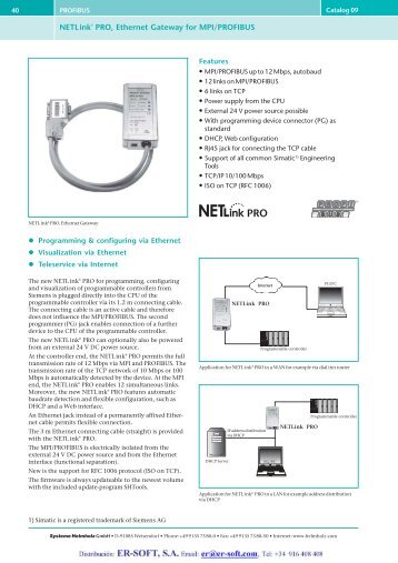 NETLinkÂ® PRO, Ethernet Gateway for MPI/PROFIBUS - ER-Soft