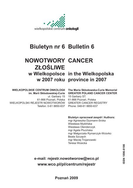 Biuletyn nr 6 - Wielkopolskie Centrum Onkologii