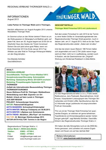 Newsletter des Regionalverbundes - Ausgabe 8 ... - Thüringer Wald