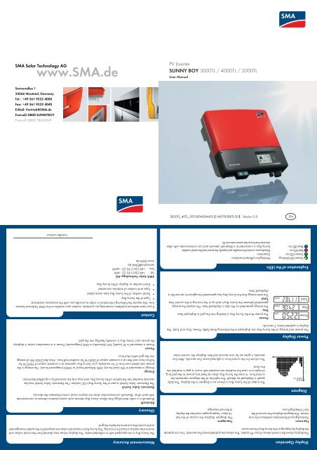 Sunny Boy 3000tl 4000tl 5000tl User Manual Solar 360