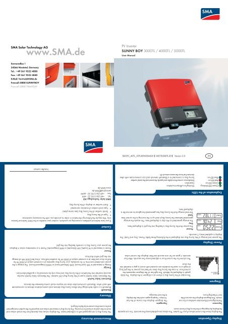 SUNNY BOY 3000TL / 4000TL / 5000TL - User Manual - Solar 360