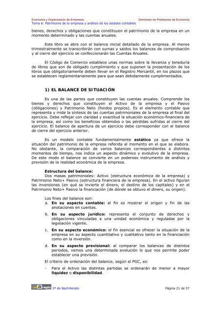 TEMA 6: Patrimonio de la empresa y anÃ¡lisis de ... - Ecobachillerato
