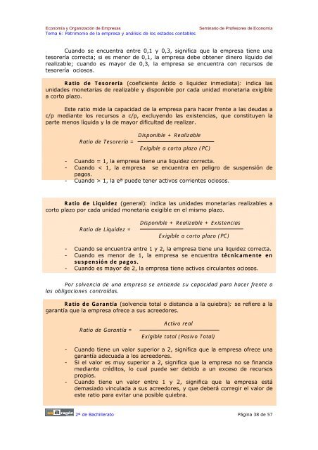 TEMA 6: Patrimonio de la empresa y anÃ¡lisis de ... - Ecobachillerato