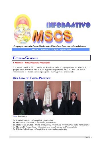 Congregazione delle Suore Missionarie di San ... - Scalabriniane.org