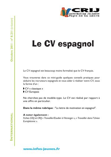 Le CV espagnol - En route pour le monde