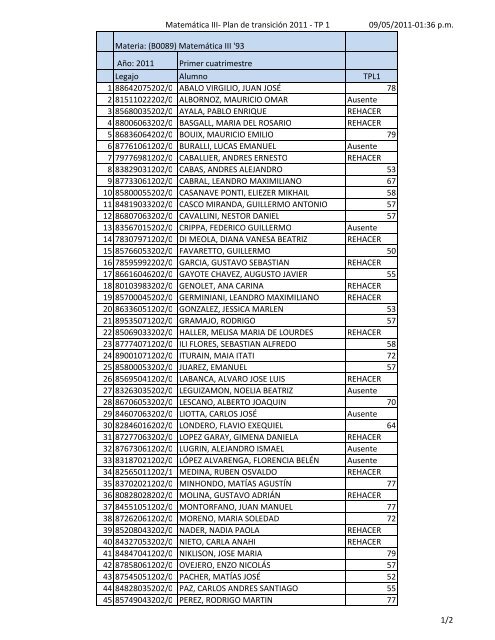 Matemática III- Plan de transición 2011 - TP 1 09/05/2011-01:36 ...
