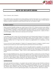 note de securite benin - PlanÃ¨te Urgence