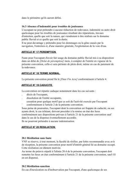 Modele de convention d'occupation temporaire - internet du Service ...