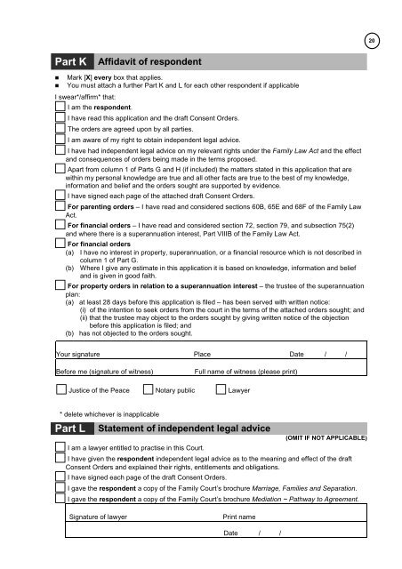 Application for Consent Orders Kit - Community Law