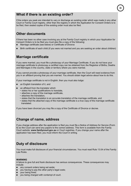 Application for Consent Orders Kit - Community Law