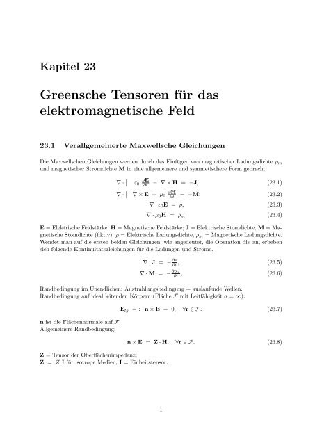 Greensche Tensoren für das elektromagnetische Feld