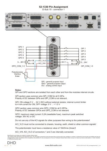 Pin assignment of 52-1330 - Dhd-audio.de