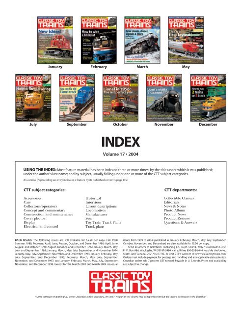 CTT 2004 Index - Classic Toy Trains