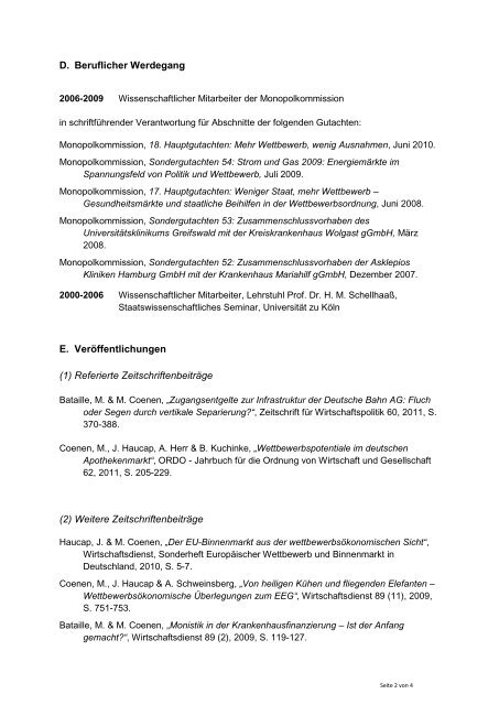 Curriculum Vitae Dr. Michael Coenen - DICE - Heinrich-Heine ...