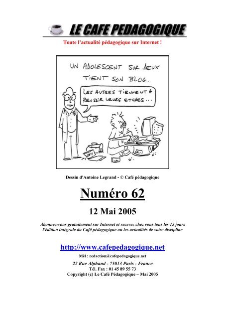 NumÃ©ro 62 - CafÃ© pÃ©dagogique