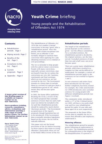 Rehabilitation of Offenders Act 1974. - Nacro