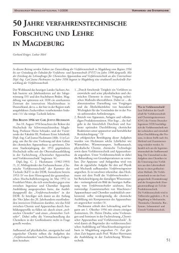 50 Jahre verfahrenstechnische Forschung und Lehre in Magdeburg