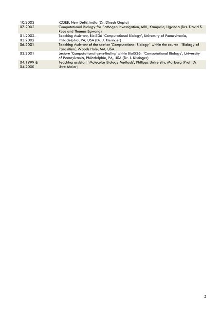 Curriculum vitae of Dr. rer. nat. Martin J. Fraunholz