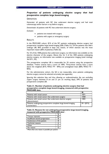 Assurance de qualité pour le cancer rectal – phase 2 ...