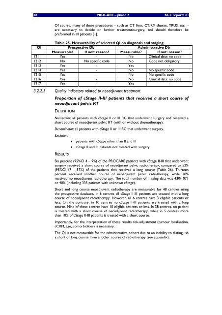 Assurance de qualité pour le cancer rectal – phase 2 ...