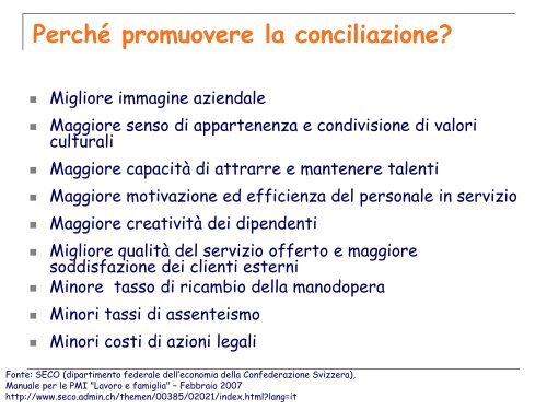 CONCILIAZIONE tra famiglia e lavoro - Politiche per la famiglia