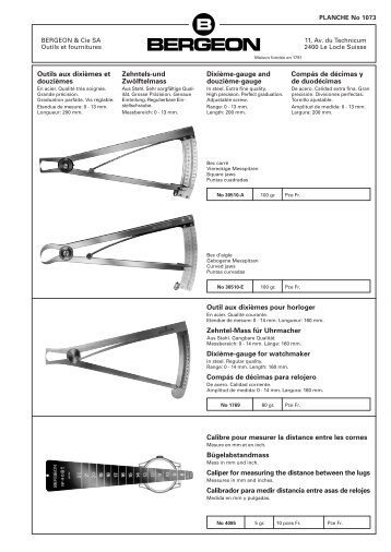 Outil aux dixièmes pour horloger Zehntel-Mass für ... - N° de planche