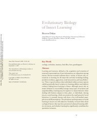 Evolutionary Biology of Insect Learning - Department of ...