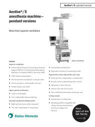 Aestiva®/5 anesthesia machine— pendant versions - GE Healthcare