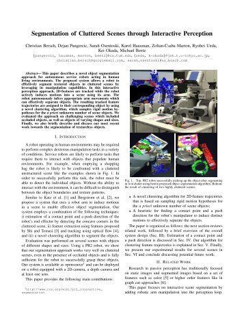 Segmentation of Cluttered Scenes through Interactive Perception