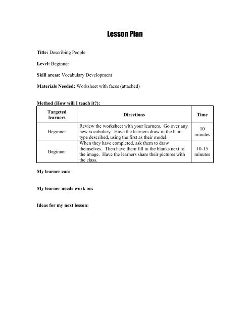 Describing People Beginner Lesson Plan.pdf - Project SHINE