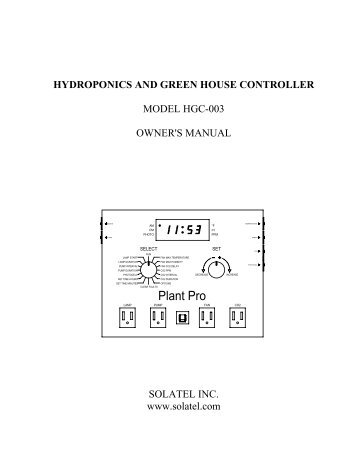 HYDROPONICS AND GREEN HOUSE CONTROLLER