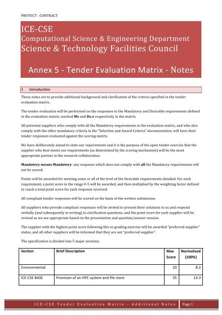 PR110112 - Annex 5 - Tender Evaluation Matrix Notes v1.0 - STFC's ...