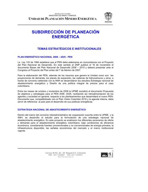 informe de gestiÃ³n upme 2006 - Unidad de PlaneaciÃ³n Minero ...