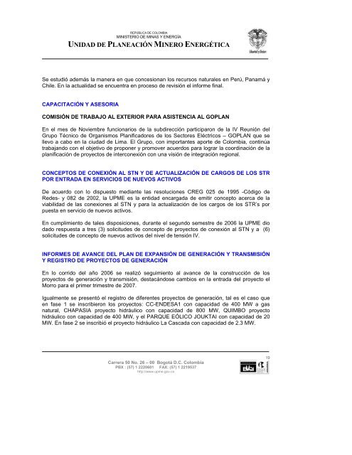 informe de gestiÃ³n upme 2006 - Unidad de PlaneaciÃ³n Minero ...