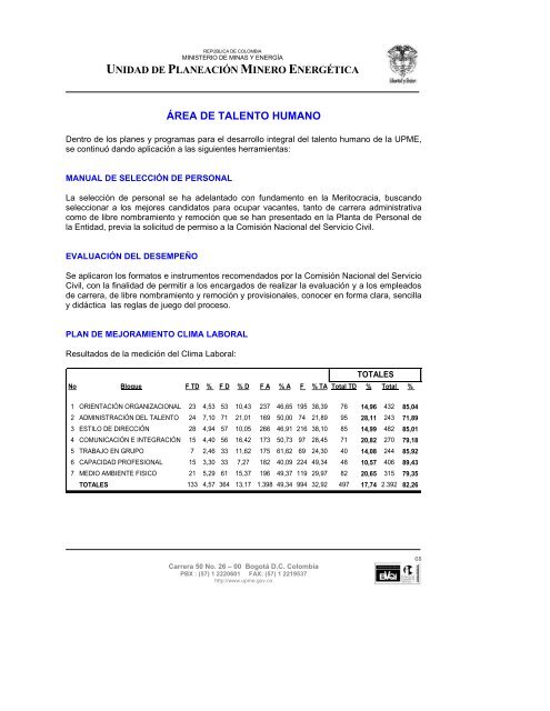 informe de gestiÃ³n upme 2006 - Unidad de PlaneaciÃ³n Minero ...