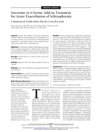 Sarcosine or D-Serine Add-on Treatment for Acute ... - Rima