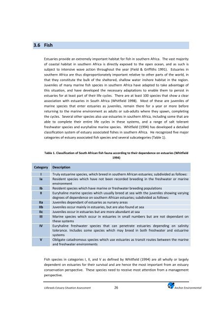 Uilkraals Situation Assessment - Anchor Environmental