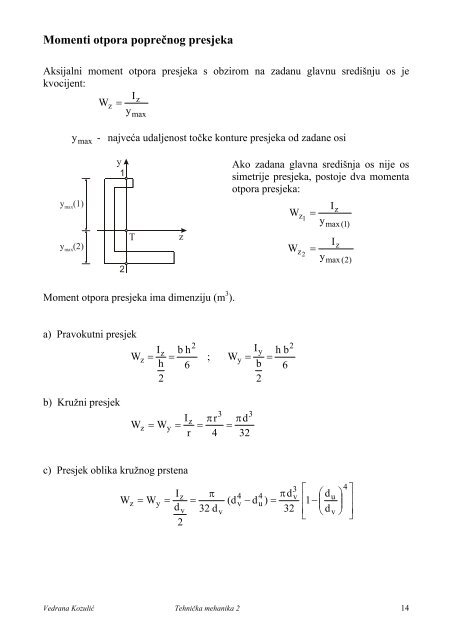 Geometrijske karakteristike presjeka štapa