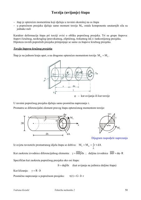 Geometrijske karakteristike presjeka štapa