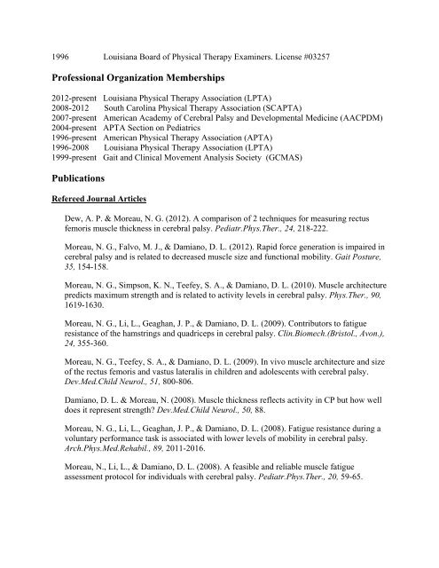 CURRICULUM VITAE Noelle G. Moreau, PhD, PT Assistant ...