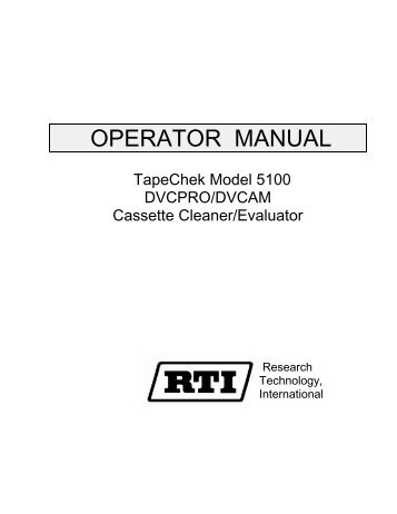 TapeChek 5100 Series Instruction Manual - RTI