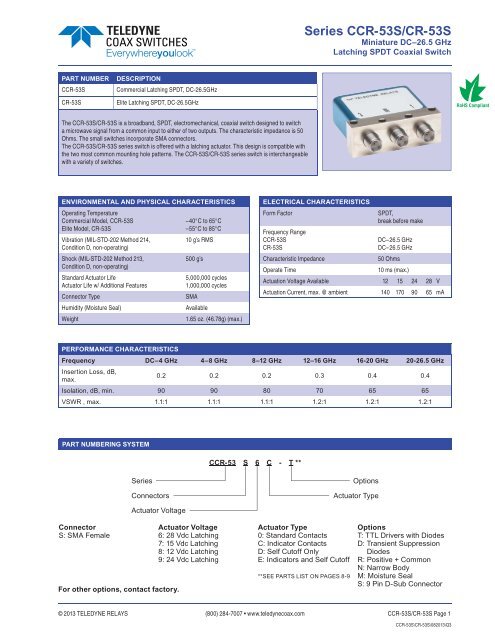 CCR-53S LATCHING - SHORT.indd - Teledyne Coax Switches