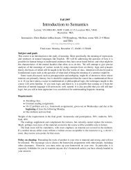 Introduction to Semantics - NYU > Department of Linguistics