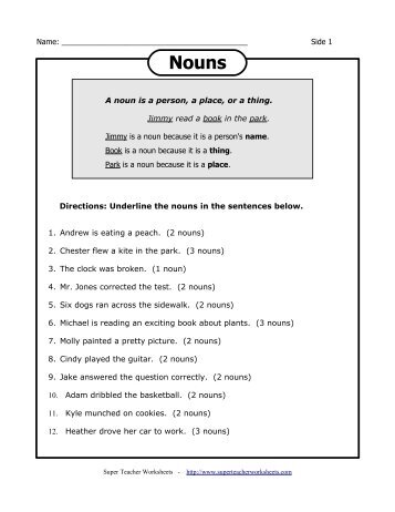 Nouns worksheet