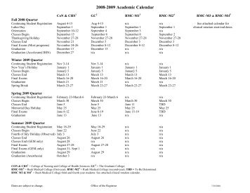 2008-2009 Academic Calendar