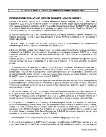 cads-06102011-001 clÃ¡sula adicional al contrato ... - Banco Falabella